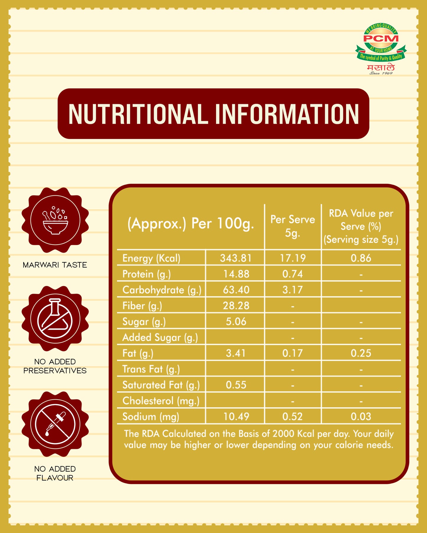 PCM Masale, Marwadi Kadhi, Instant Premix Masala