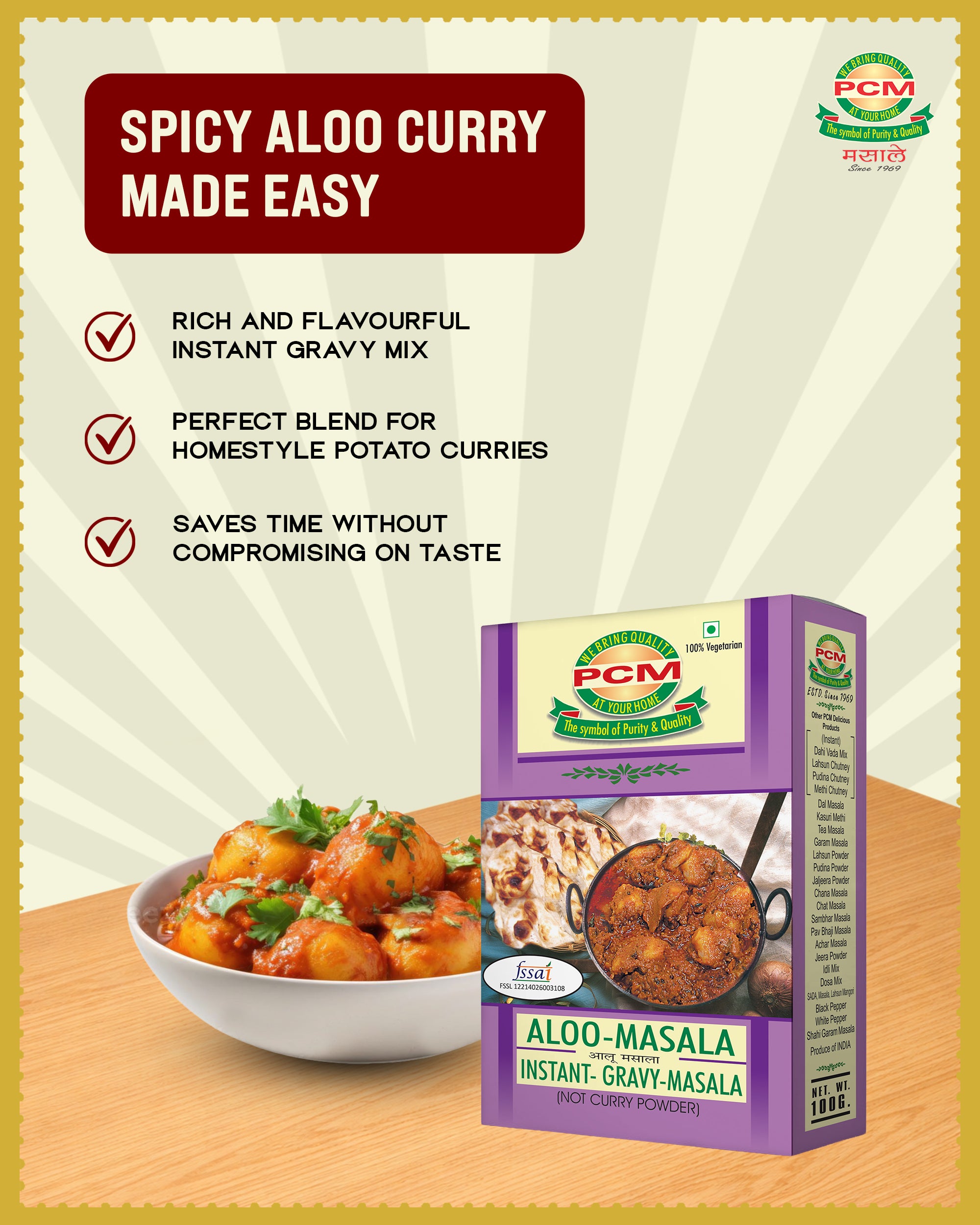 PCM Masale Aloo Masala, Instant Gravy Masala